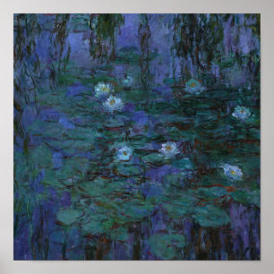 Poster Claude Monet - nénuphars bleus
