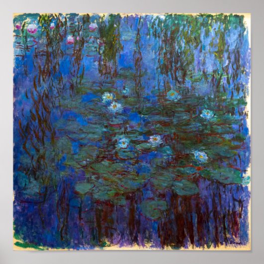 Poster Claude Monet - Nymphéas bleus (Devant)