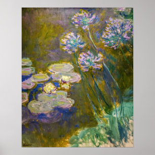 Poster Claude Monet - Nymphéas et Agapanthes