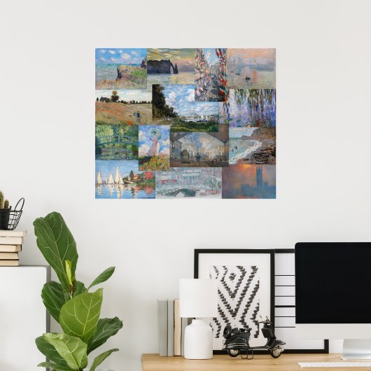 Poster Claude Monet - Patchwork de chefs-d'oeuvre (Bureau à domicile)