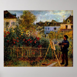 Poster Claude Monet - Peinture Monet dans son jardin