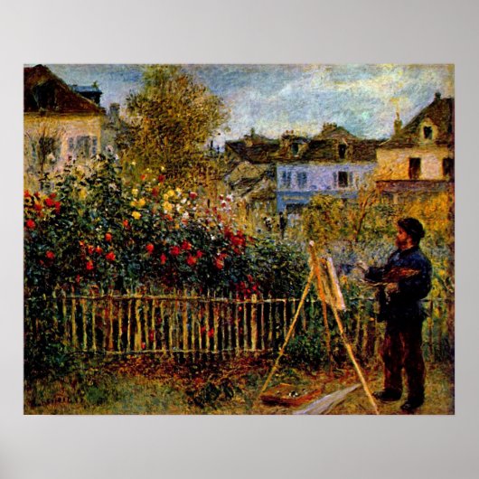 Poster Claude Monet - Peinture Monet dans son jardin (Devant)
