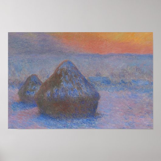Poster Claude Monet - Pile de blé - Coucher de soleil, ne (Devant)