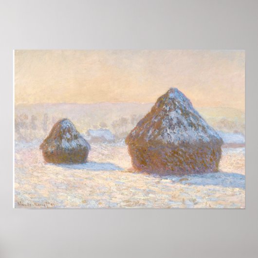 Poster Claude Monet - Piles à roues, Effet neige, Matin (Devant)