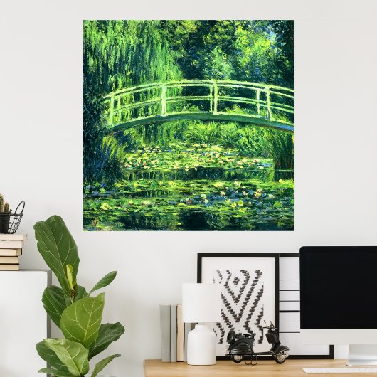 Poster Claude Monet : Pont sur un étang de nappes phréati (Bureau à domicile)