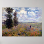 Poster Claude Monet Poppy Fields près d'Argenteuil<br><div class="desc">Champs de pavot près d'Argenteuil tel que peint par Claude Monet.</div>