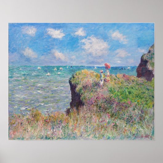 Poster Claude Monet - Promenade Cliff à Pourville (Devant)
