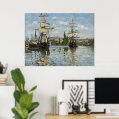 Poster Claude Monet Ships on the Seine River Travel Art (Bureau à domicile)