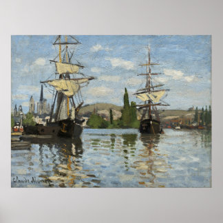 Poster Claude Monet Ships on the Seine River Travel Art