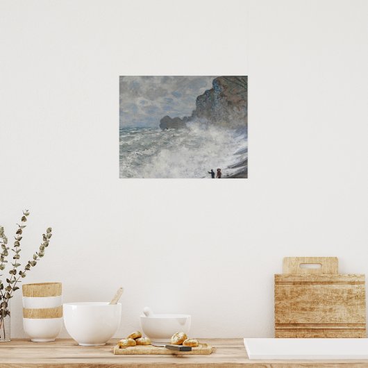 Poster Claude Monet - Temps rude à Étretat (Cuisine)