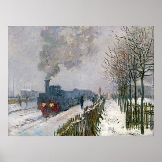Poster Claude Monet - Train dans la neige / La Locomotive (Devant)