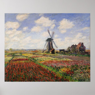 Poster Claude Monet Tulip Fields Rijnsburg Windmill