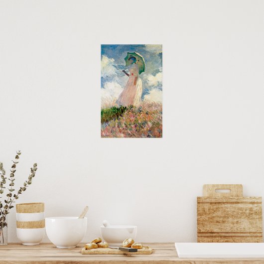 Poster Claude Monet - Une femme avec parasol (Cuisine)