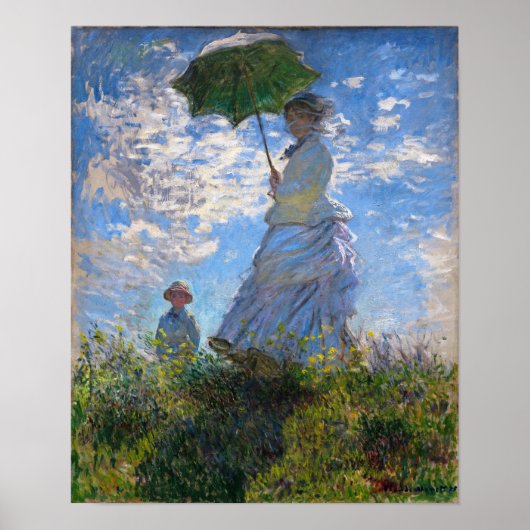 Poster Claude Monet : Une femme avec un parasol (Devant)
