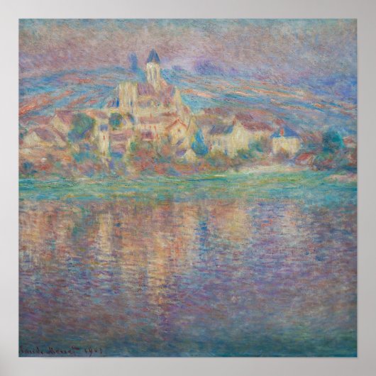 Poster Claude Monet - Vetheuil, Coucher de soleil (Devant)