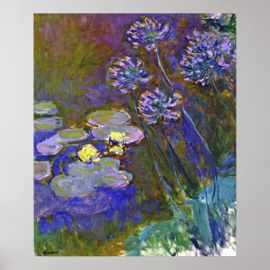 Poster Claude Monet Water Lilies et Agapanthus (Devant)