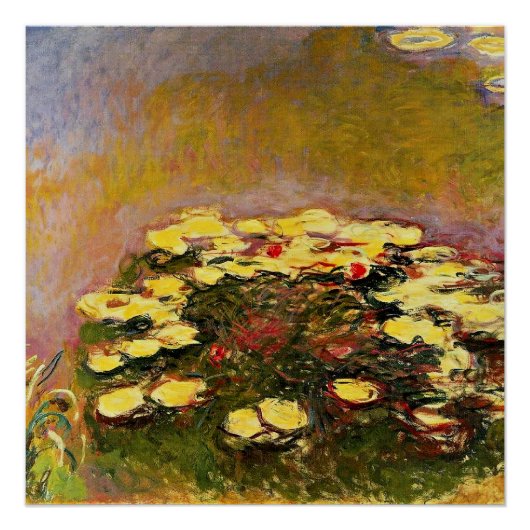 Poster Claude Monet - Water Lilies, Yellow, (Devant)