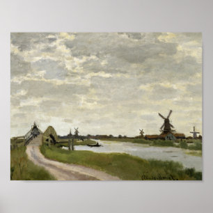 Poster Claude Monet - Windmills Près De Zaandam