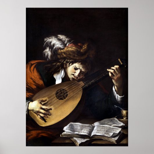 Poster Claude Vignon Le Lute Player (Devant)