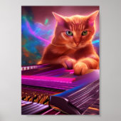 Poster clavier d'art psychédélique/chat piano (Devant)