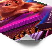 Poster clavier d'art psychédélique/chat piano (Coin)