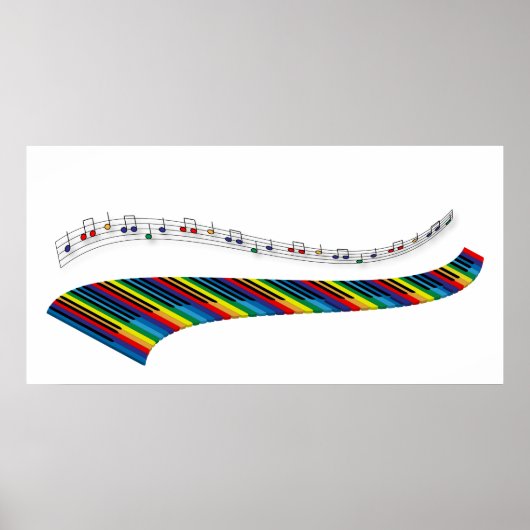 Poster Clavier de piano coloré (Devant)