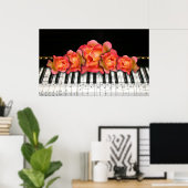 Poster Clavier de piano et Rose (Bureau à domicile)