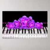 Poster Clavier de piano et Rose (Devant)