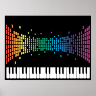 Poster Clavier instrumental piano de musique multicolore