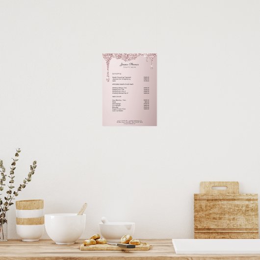 Poster Clavier Moderner Glamor Rosa Glitzer (Cuisine)