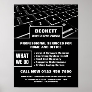 Poster Clavier, Spécialiste en réparation informatique Pu