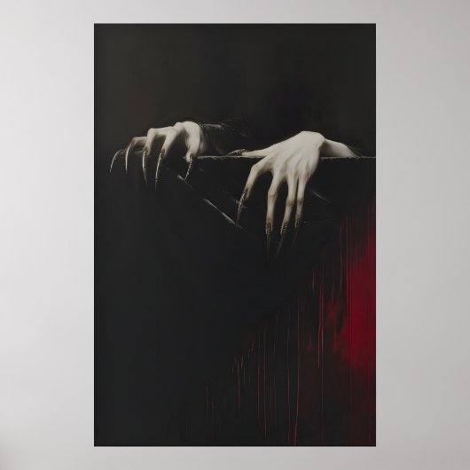 Poster Clawed Hands Dracula Vampire Print, Gothic Art Dar (Devant)