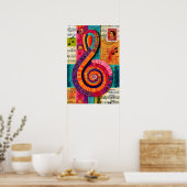 Poster Clé de sol abstraite vibrante (Cuisine)