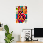 Poster Clé de sol abstraite vibrante (Bureau à domicile)