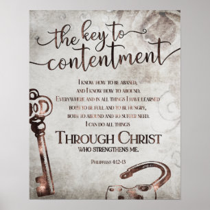 Poster CLÉ DU CONTENTEMENT Inspirational Bible Verse