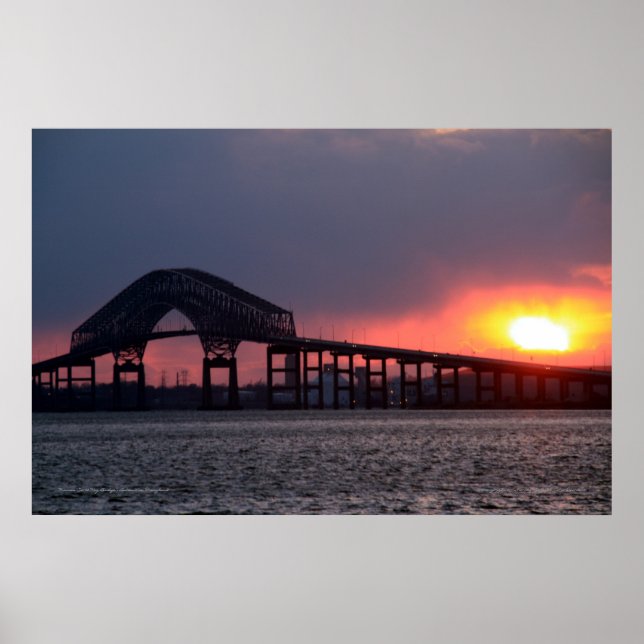 Poster Clé du coucher de soleil du pont - Baltimore (Devant)
