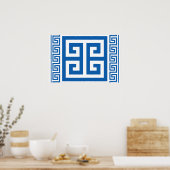 Poster Clé grecque Motif bleu et blanc (Cuisine)