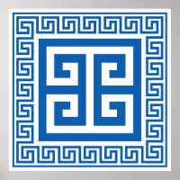 Clé grecque Motif bleu et blanc