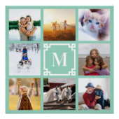Poster Clé grecque Turquoise légère Monogramme 8 Collage  (Devant)