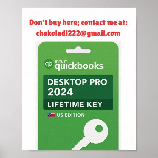 Poster Clé Intuit Quickbooks Desktop Pro Edition 2024 (Devant)