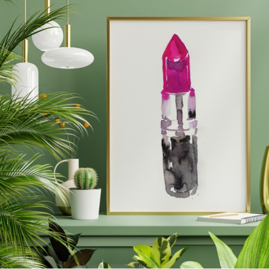 Poster Clé minimaliste rose Aquarelle noire