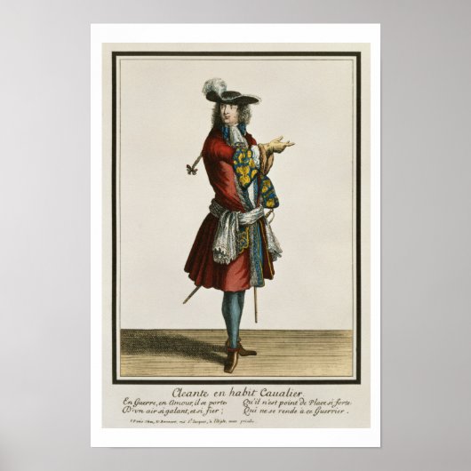 Poster Cleante habillée comme un Cavalier, plaque de mode (Devant)