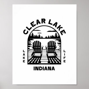 Poster Clear Lake Indiana Extérieur Vintage 1