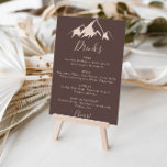 Poster Clear Mountain Mariage campagnard Boissons Menu Si<br><div class="desc">Ce panneau de menu de boissons aux mariages campagnards de montagne clair est parfait pour un mariage rustique. L'aménagement comprend une montagne beige d'aquarelle idyllique.</div>