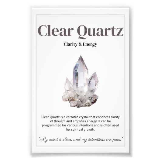 Poster Clear Quartz crystal meaning (Devant)