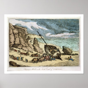Poster Clearing a Wreck on the North Coast of Cornwall, f