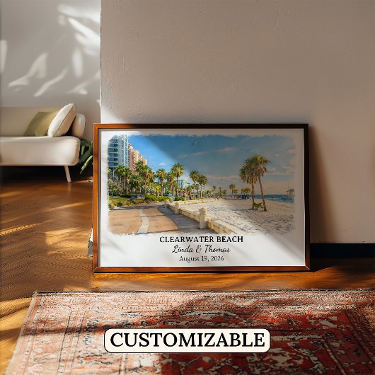 Poster Clearwater Beach Florida Poster, Watercolor