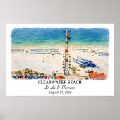 Poster Clearwater Beach Florida Poster, Watercolor (Devant)