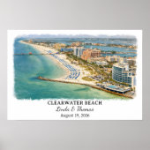 Poster Clearwater Beach Florida Poster, Watercolor (Devant)