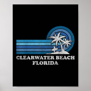 Poster Clearwater Beach Floride Famille Vintage Vac été